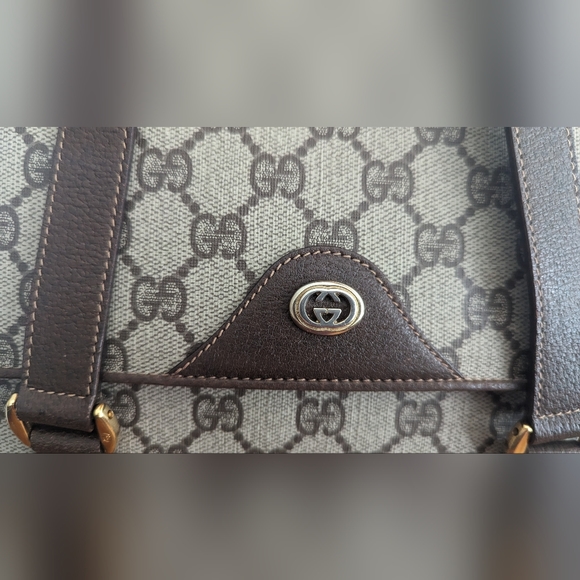 Gucci beige Ebony Vintage Coated Canvas Satchel - Picture 15 of 16